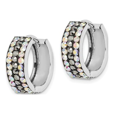 Sterling Silver 15mm Crystal Rainbow Huggie Hoop Earrings – view 3