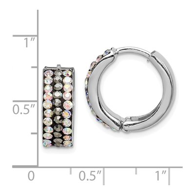 Sterling Silver 15mm Crystal Rainbow Huggie Hoop Earrings – view 5