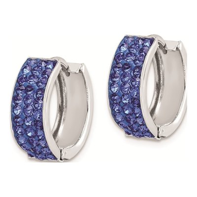 Sterling Silver 15mm Crystal Huggie Hoop Earrings – view 3