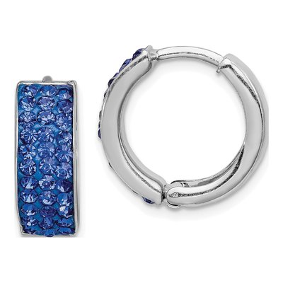 Sterling Silver 15mm Crystal Huggie Hoop Earrings