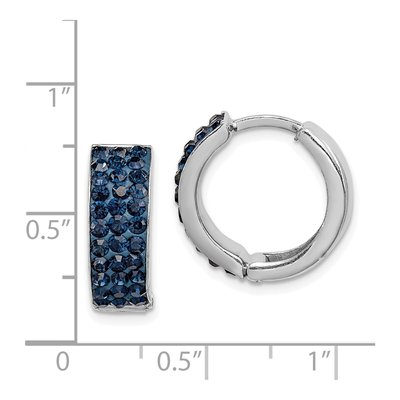 Sterling Silver 15mm Crystal Navy Huggie Hoop Earrings – view 5