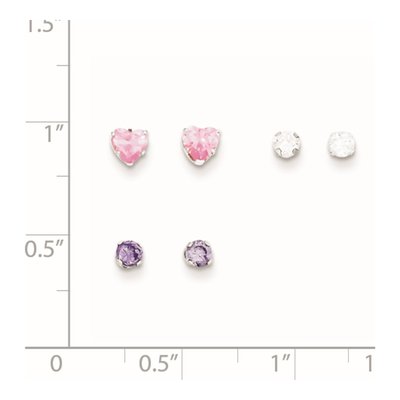 Sterling Silver Crystal Stud Earring Set of 3 – view 4