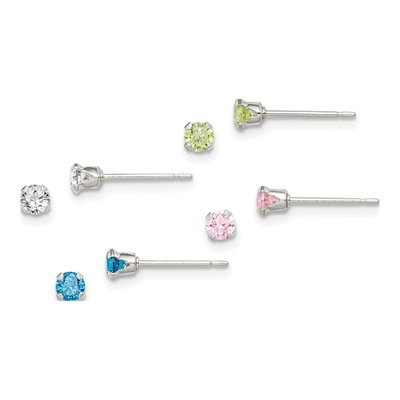 Sterling Silver 4pc Stud Earring Set