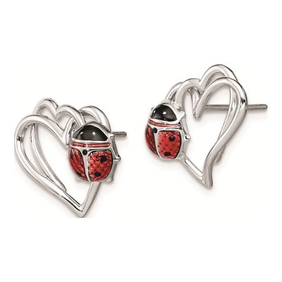 Sterling Silver Heart Stud Earrings – view 3