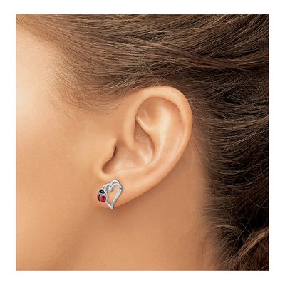 Sterling Silver Heart Stud Earrings – view 4