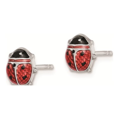 Sterling Silver Enamel Ladybug Stud Earrings – view 3