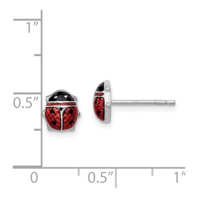 Sterling Silver Enamel Ladybug Stud Earrings – view 5