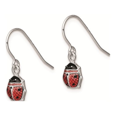Sterling Silver Enamel Ladybug Dangle Earrings – view 3