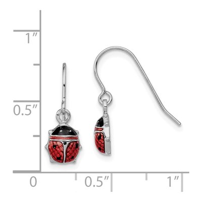 Sterling Silver Enamel Ladybug Dangle Earrings – view 5