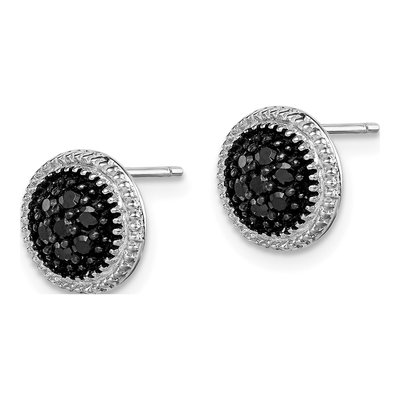 Sterling Silver CZ Round Button Stud Earrings – view 3