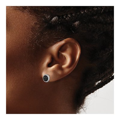Sterling Silver CZ Round Button Stud Earrings – view 4