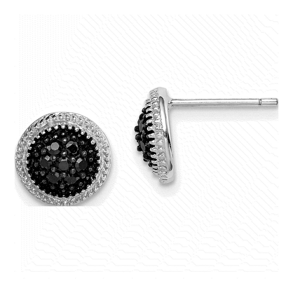 Sterling Silver CZ Round Button Stud Earrings