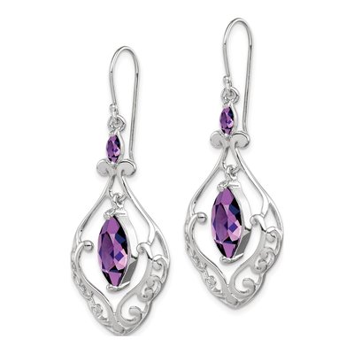 Sterling Silver Amethyst Dangle Earrings – view 3