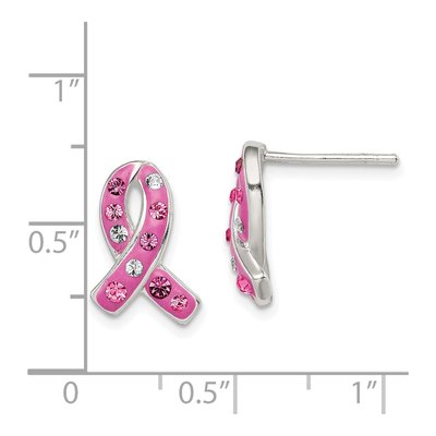 Sterling Silver Pink Crystal Ribbon Post Earrings – view 5