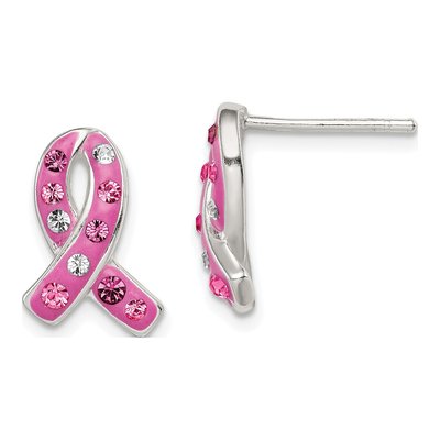 Sterling Silver Crystal Ribbon Stud Earrings