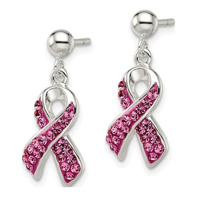 Sterling Silver Crystal Ribbon Dangle Earrings – view 3