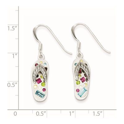 Sterling Silver Crystal Flip Flop Dangle Earrings – view 5