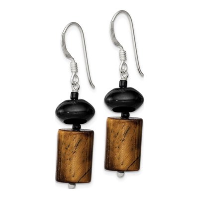 Sterling Silver Agate Tiger's Eye Dangle Earrings – view 3