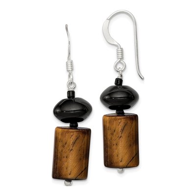 Sterling Silver Agate Tiger's Eye Dangle Earrings