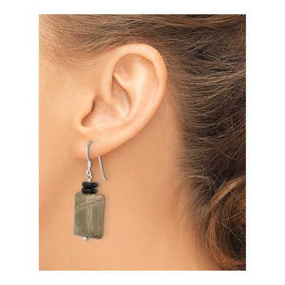Sterling Silver Mother of Pearl Jasper Dangle Earrings – view 3