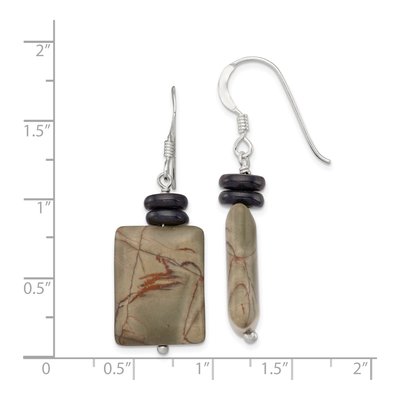 Sterling Silver Mother of Pearl Jasper Dangle Earrings – view 4