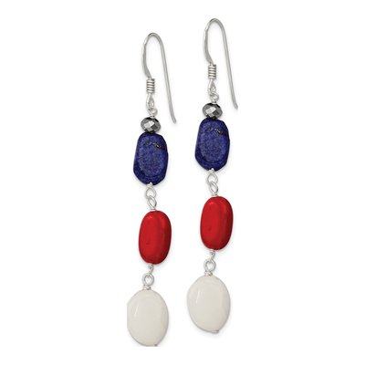 Sterling Silver Crystal Coral Dangle Earrings – view 3