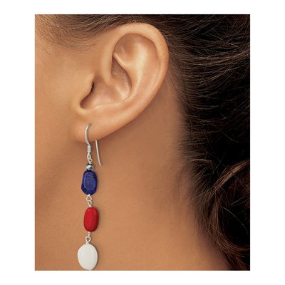 Sterling Silver Crystal Coral Dangle Earrings – view 4