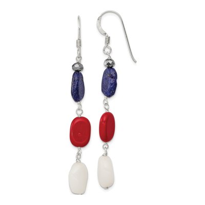Sterling Silver Crystal Coral Dangle Earrings