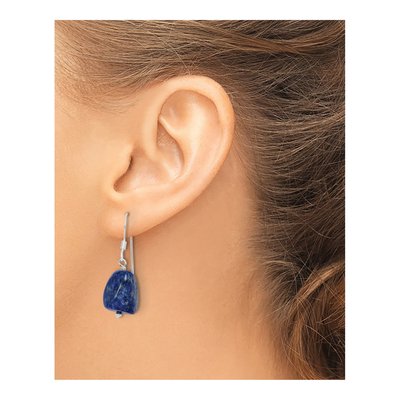 Sterling Silver Blue Lapis Dangle Earrings – view 4