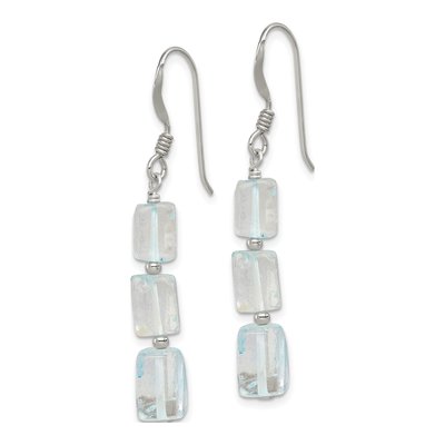 Sterling Silver Light Blue Quartz Dangle Earrings – view 3