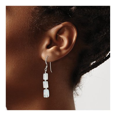 Sterling Silver Light Blue Quartz Dangle Earrings – view 4