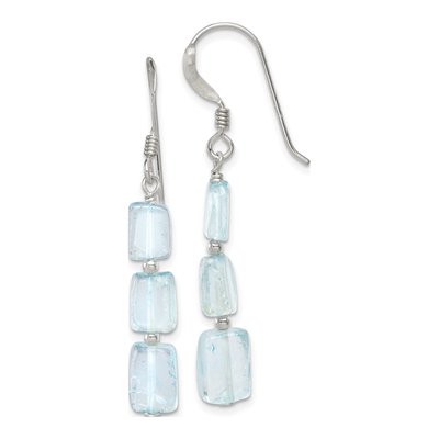 Sterling Silver Light Blue Quartz Dangle Earrings