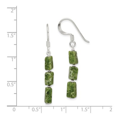 Sterling Silver Green Serpentine Dangle Earrings – view 5