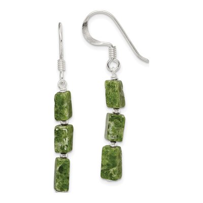 Sterling Silver Green Serpentine Dangle Earrings