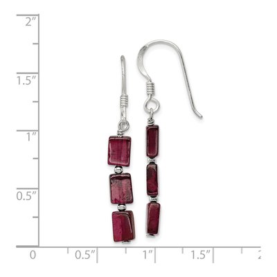 Sterling Silver Garnet Triple Rectangle Dangle Earrings – view 5