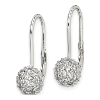 Sterling Silver CZ Leverback Earrings – view 3