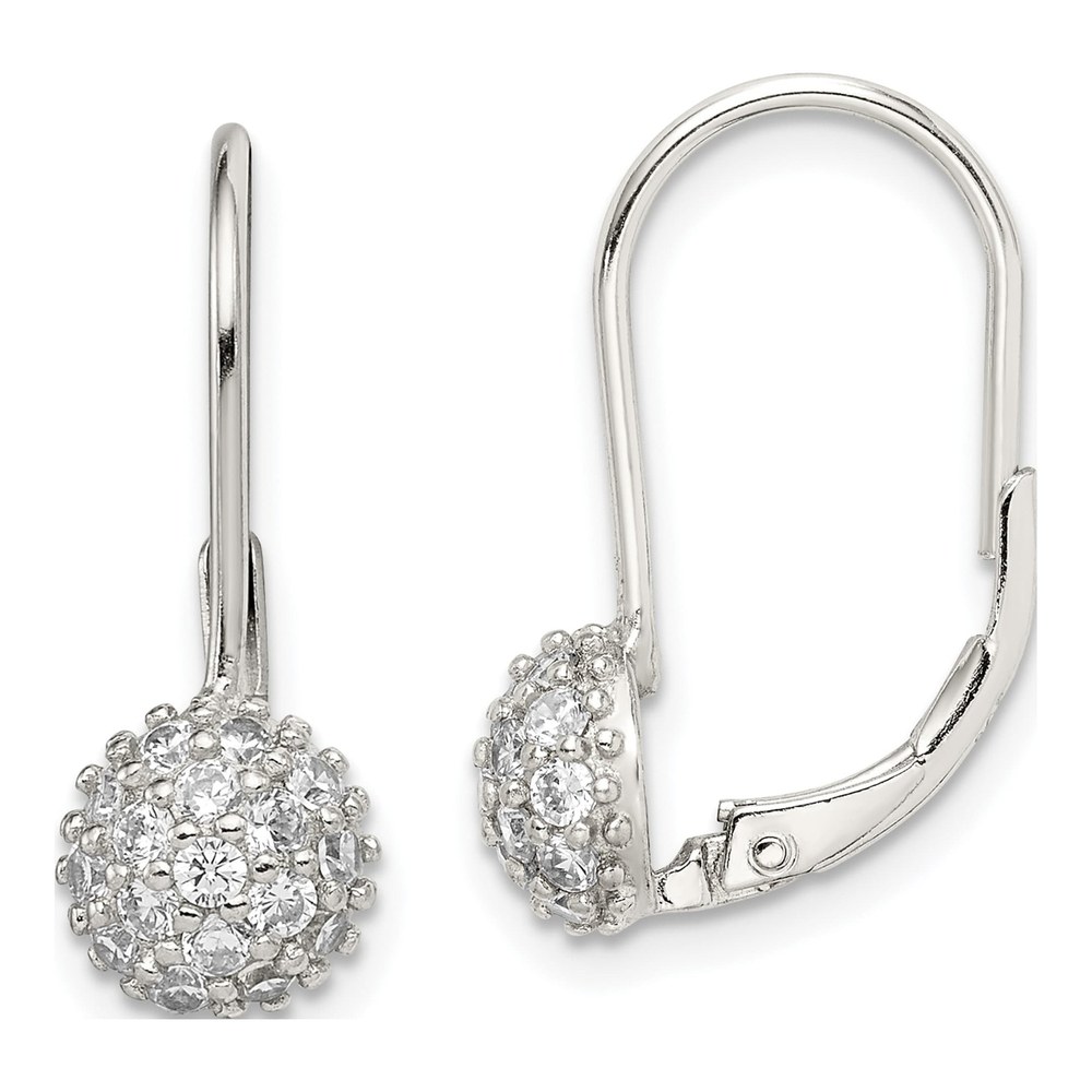 Sterling Silver CZ Leverback Earrings