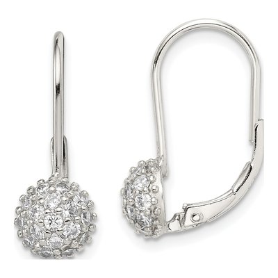 Sterling Silver CZ Leverback Earrings