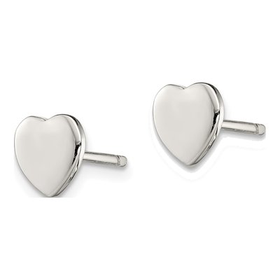 Sterling Silver Girls' Heart Stud Earrings – view 3