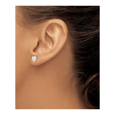 Sterling Silver Girls' Heart Stud Earrings – view 4