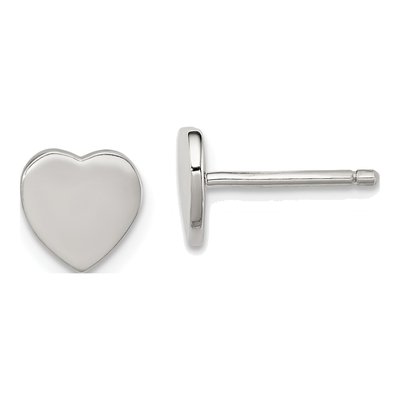 Sterling Silver Girls' Heart Stud Earrings
