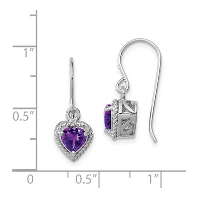 Sterling Silver Amethyst Heart Dangle Earrings – view 5