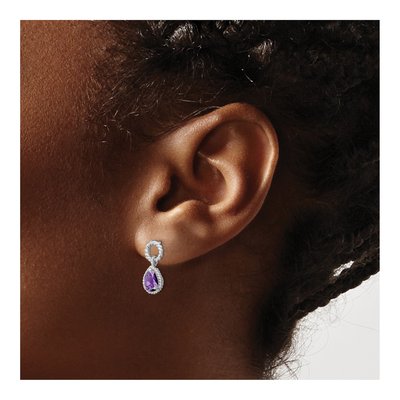 Sterling Silver Amethyst Pear Twisted Dangle Earrings – view 4