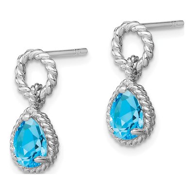 Sterling Silver Swiss Blue Topaz Pear Dangle Earrings – view 3