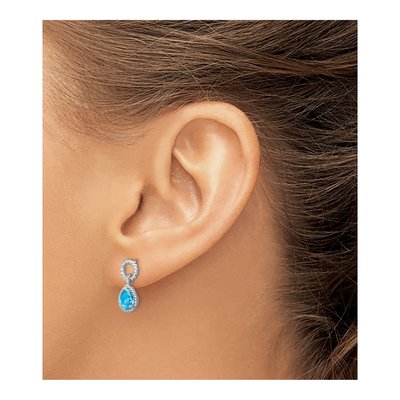 Sterling Silver Swiss Blue Topaz Pear Dangle Earrings – view 4