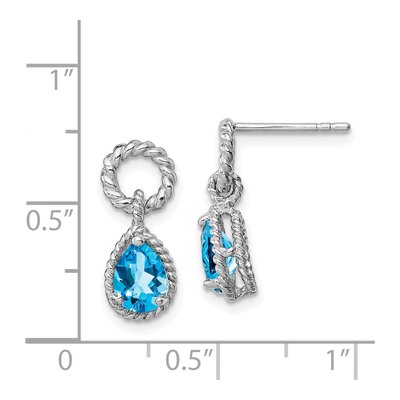 Sterling Silver Swiss Blue Topaz Pear Dangle Earrings – view 5