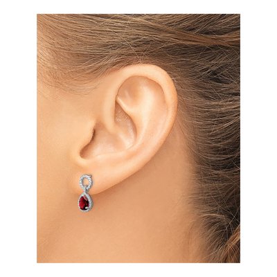 Sterling Silver Garnet Twisted Circle Dangle Earrings – view 4