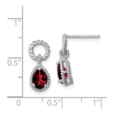 Sterling Silver Garnet Twisted Circle Dangle Earrings – view 5