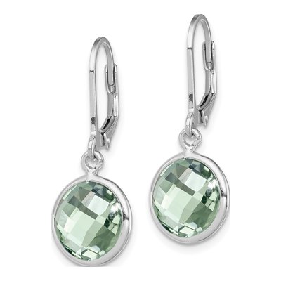 Sterling Silver Prasiolite Leverback Earrings – view 3