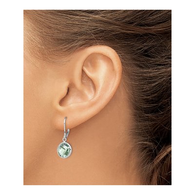 Sterling Silver Prasiolite Leverback Earrings – view 4